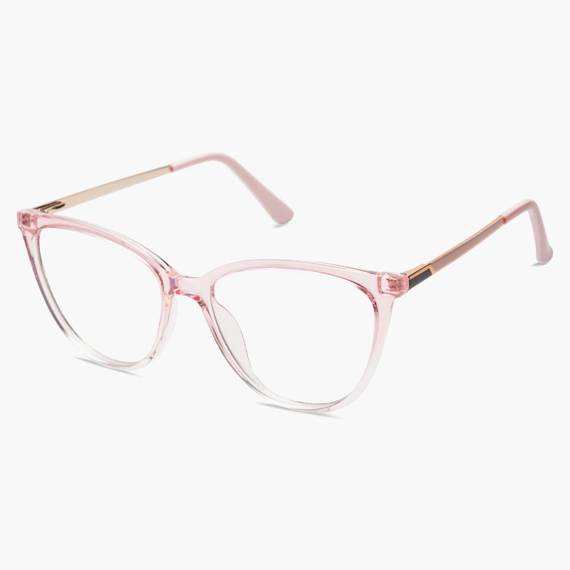 SOJOS Cat Eye Transparent Pink Glasses 
